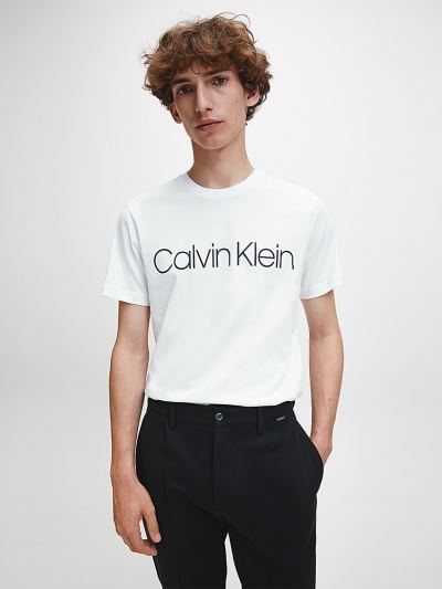 Calvin Klein Ruhák HU410393 | Calvin Klein Logo Férfi Póló Fehér